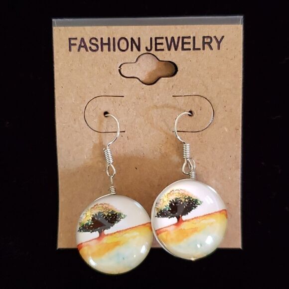 Jewelry - Tree of Life Double Sided Glass Dome Earrings